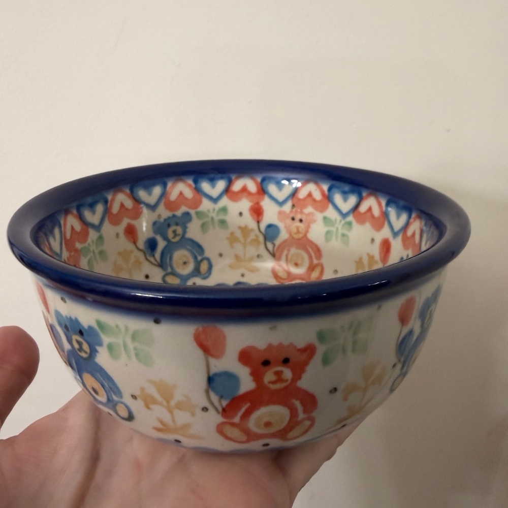 Polish Pottery Small Bowl – Adorable Bear Pattern - Picture 2 of 6
